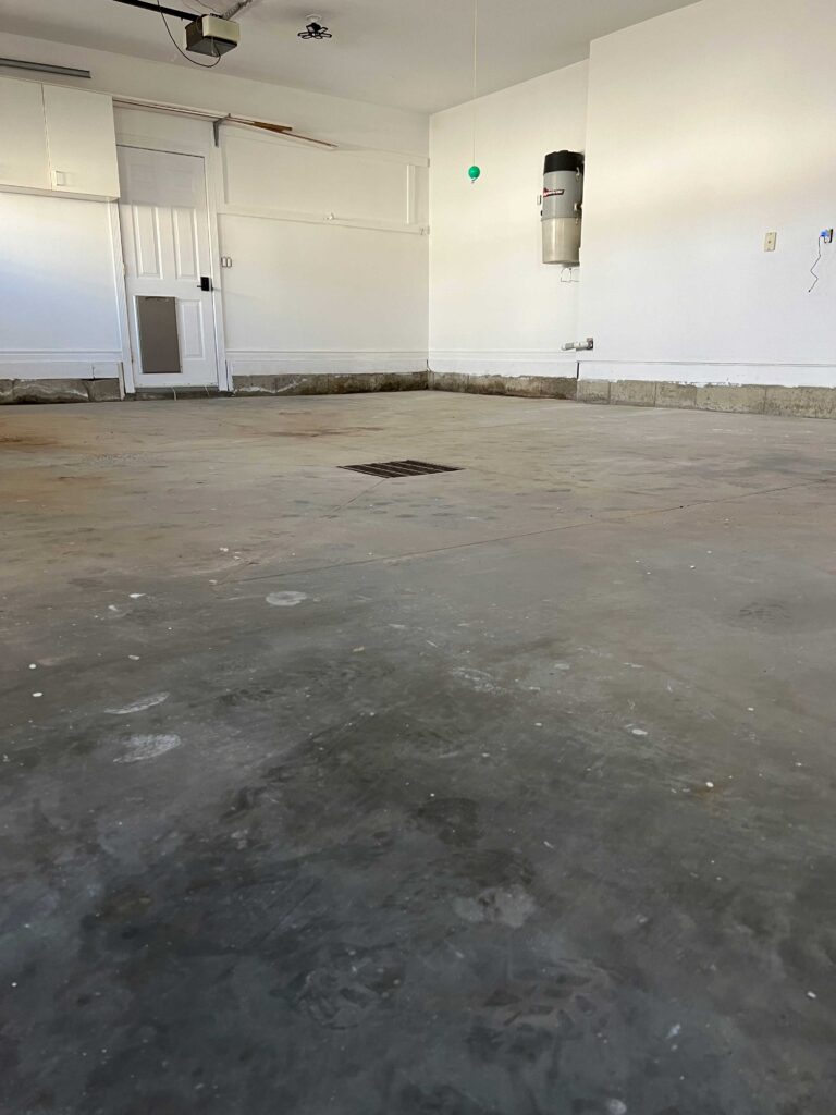 Bare concrete garage floor
